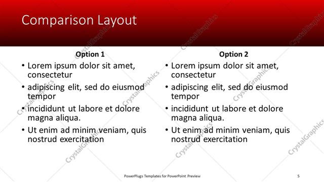 Comparison presentation slide layout