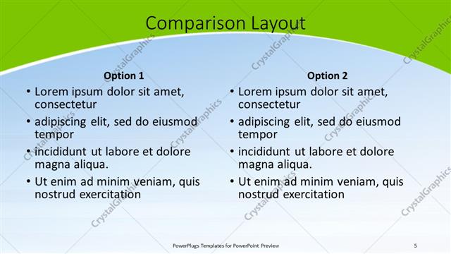 Comparison presentation slide layout