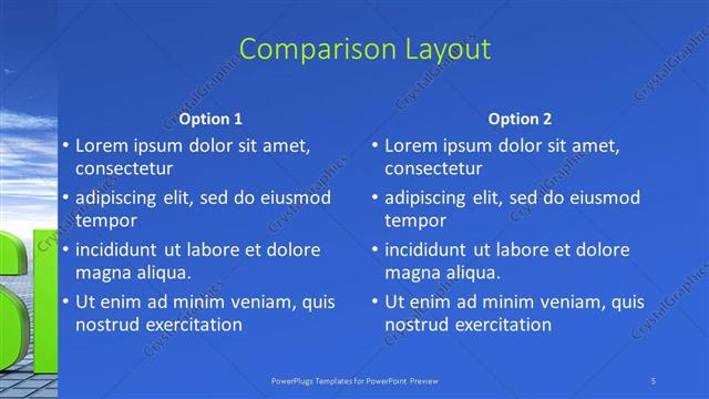Comparison presentation slide layout