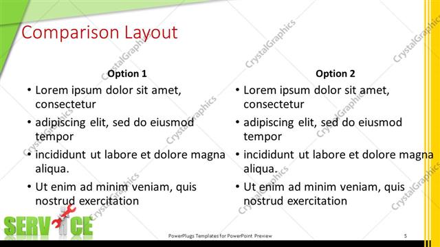 Comparison presentation slide layout