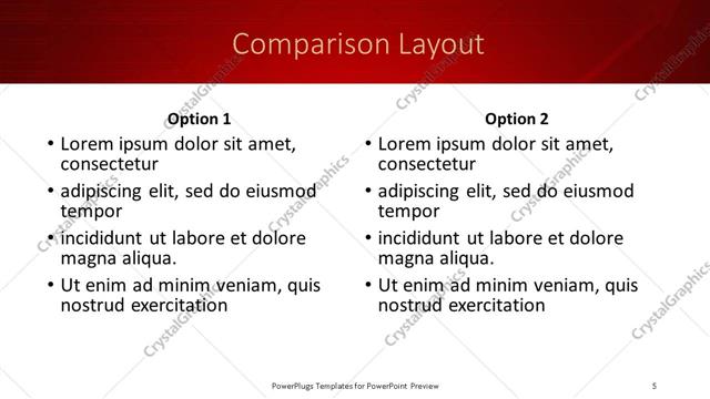Comparison presentation slide layout