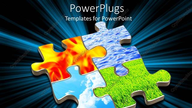  Presentation with elements - A set of four puzzles showing the four natural elements