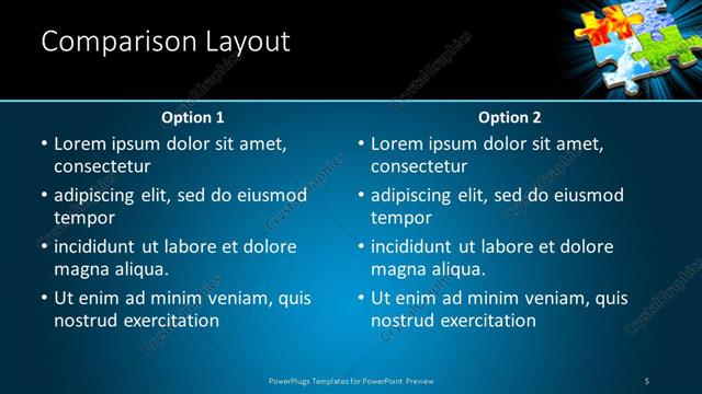 Comparison presentation slide layout