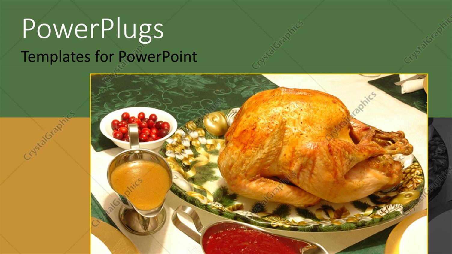 Featuring a Set Table of a Full Turkey and Different Sauces