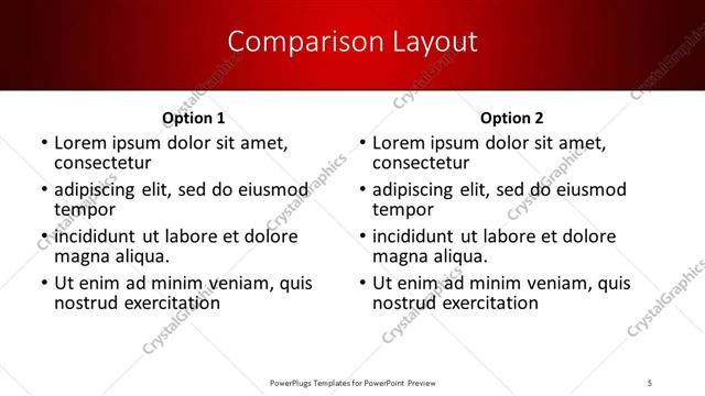 Comparison presentation slide layout