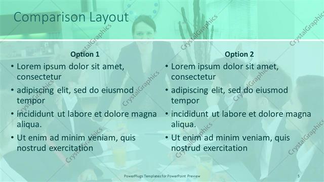 Comparison presentation slide layout