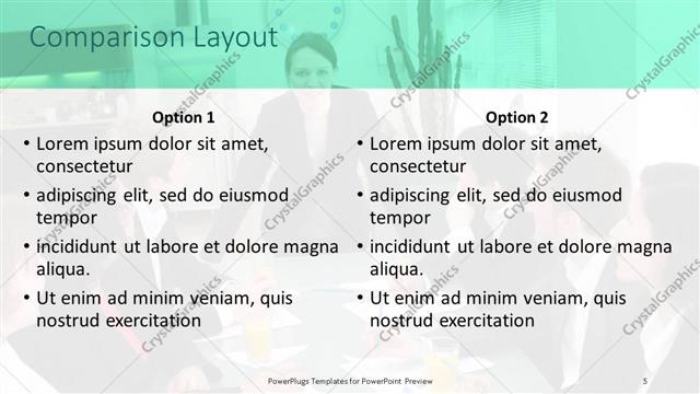 Comparison presentation slide layout