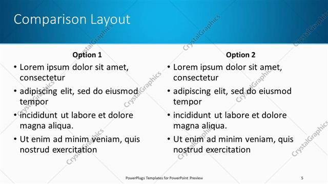 Comparison presentation slide layout