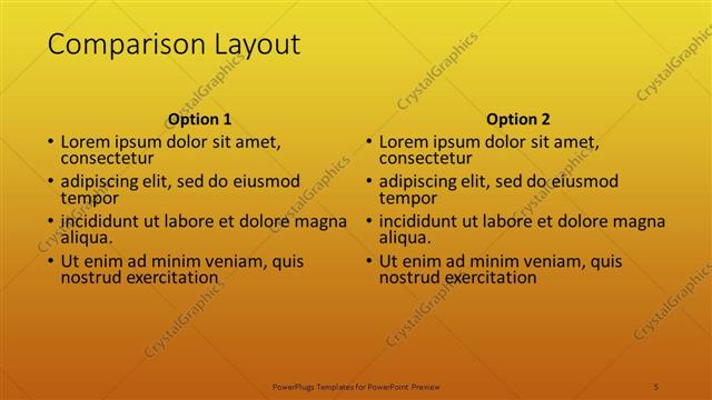 Comparison presentation slide layout