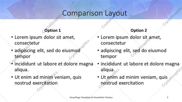 Comparison presentation slide layout
