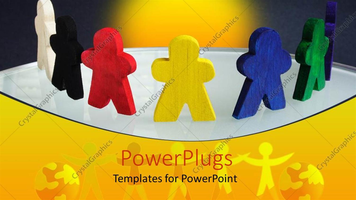 Featuring Seven Multi Colored 3d Human Characters Standing Round a Yellow Light