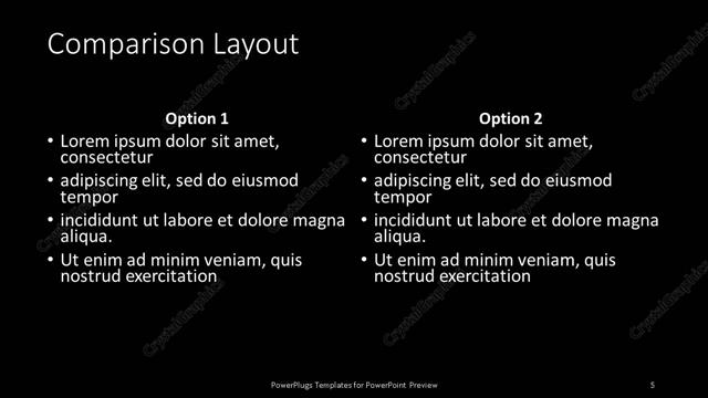 Comparison presentation slide layout