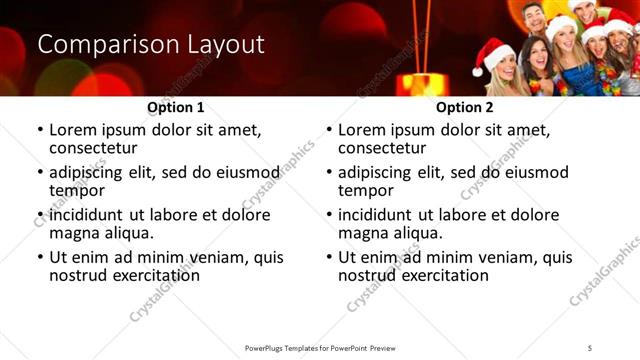 Comparison presentation slide layout
