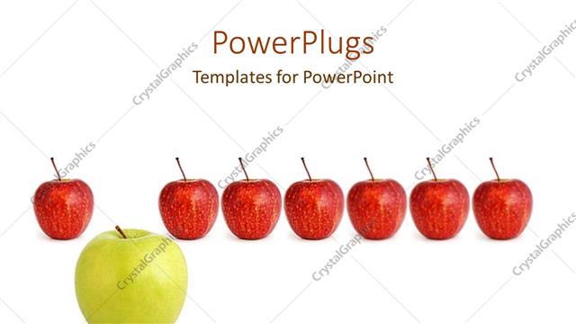  Presentation with lead - Seven red apples stand in line with one big green apple taking lead