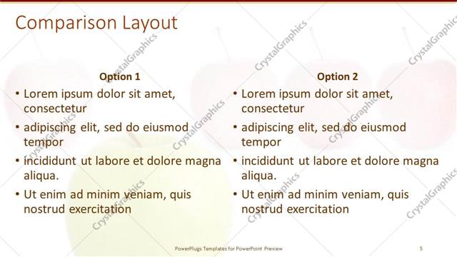 Comparison presentation slide layout