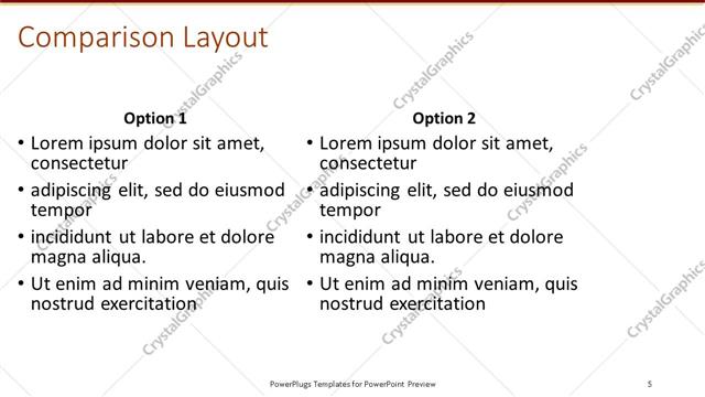Comparison presentation slide layout