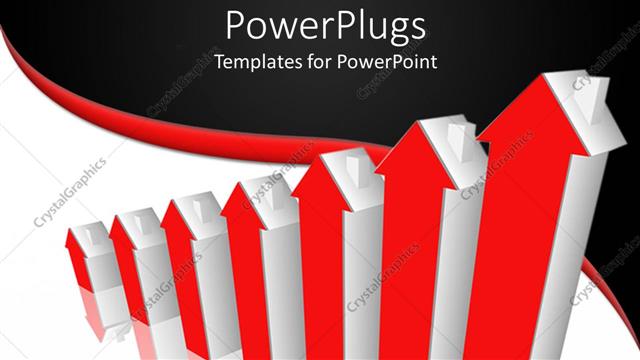  Presentation with heads - Seven red and silver colored bars with house heads