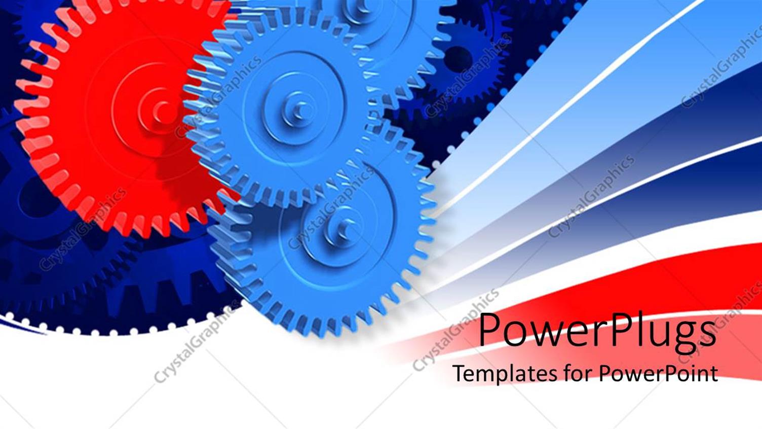 Featuring Several Blue Gears with One Distinct Red Gear