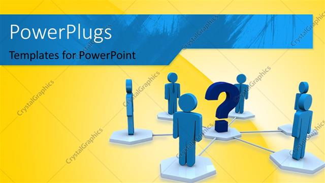  Presentation with leader - Blue 3D men linked with question mark symbol in center