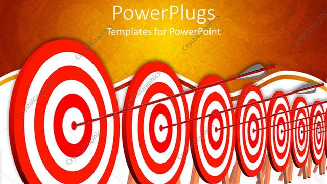  Presentation with targets - Several dartboard targets with arrow hitting the mark