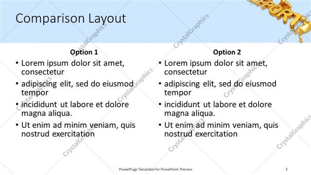 Comparison presentation slide layout