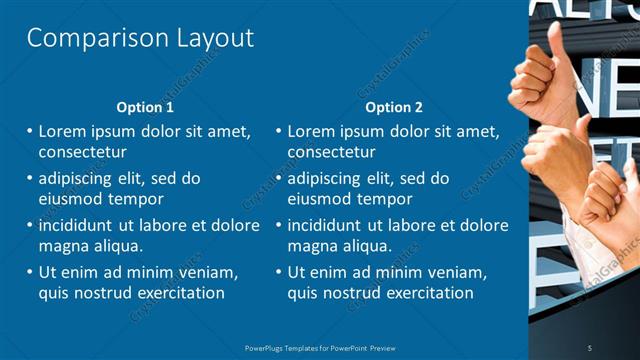 Comparison presentation slide layout