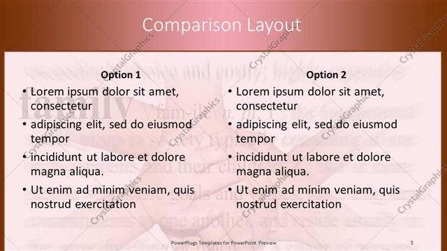 Comparison presentation slide layout