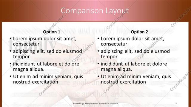 Comparison presentation slide layout