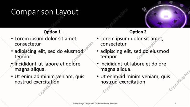 Comparison presentation slide layout