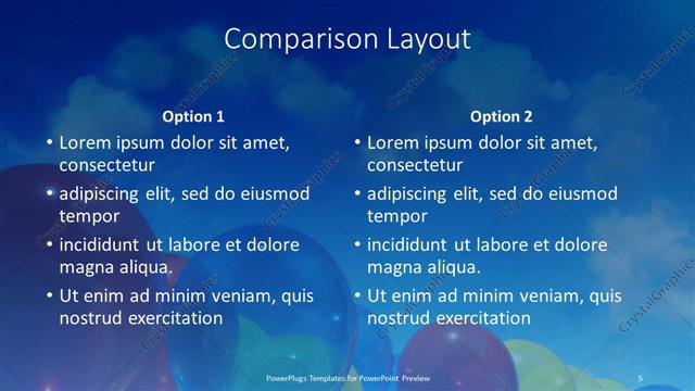 Comparison presentation slide layout