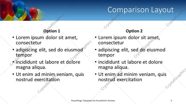 Comparison presentation slide layout