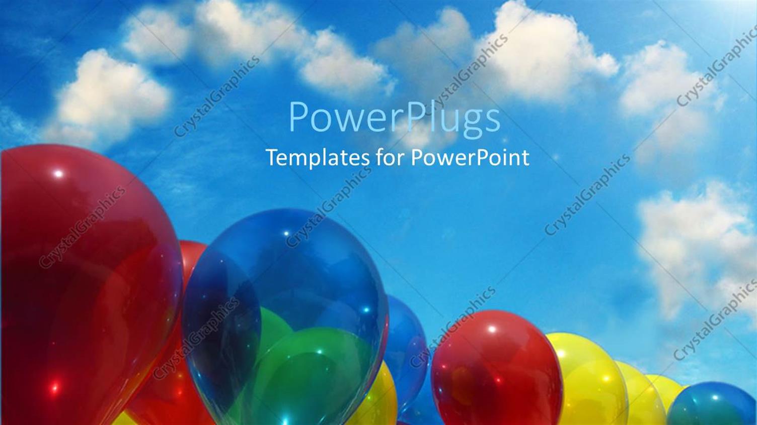 Featuring Several Red Blue Yellow coloRed Balloons Light Blue Sky with Heart Shape Clouds