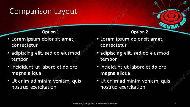 Comparison presentation slide layout