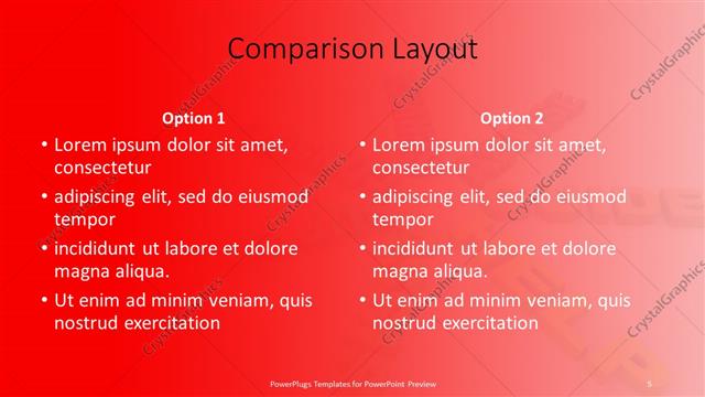 Comparison presentation slide layout