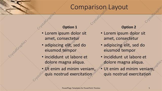 Comparison presentation slide layout