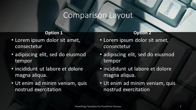 Comparison presentation slide layout