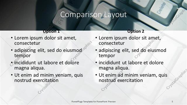 Comparison presentation slide layout