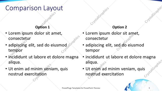 Comparison presentation slide layout