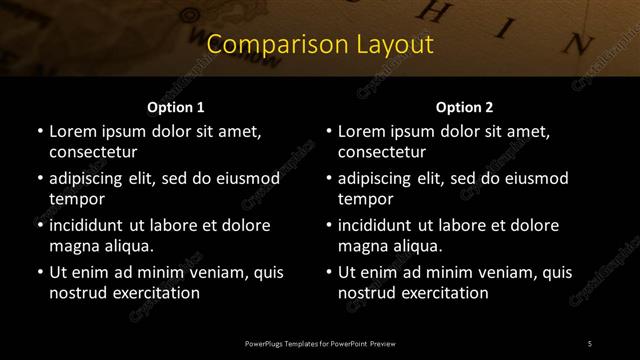 Comparison presentation slide layout