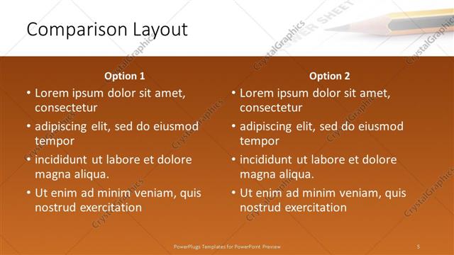 Comparison presentation slide layout