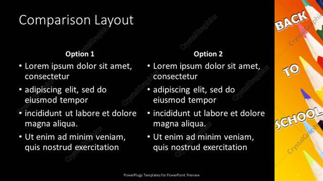 Comparison presentation slide layout