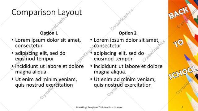 Comparison presentation slide layout