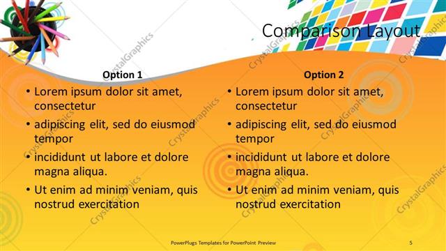 Comparison presentation slide layout