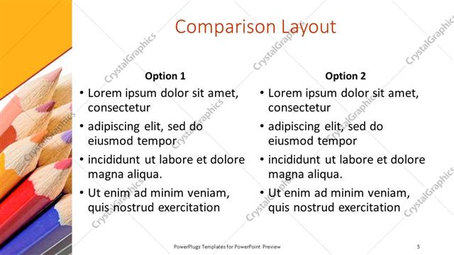 Comparison presentation slide layout
