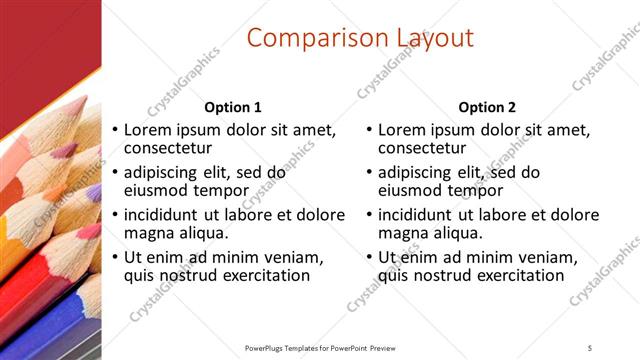 Comparison presentation slide layout