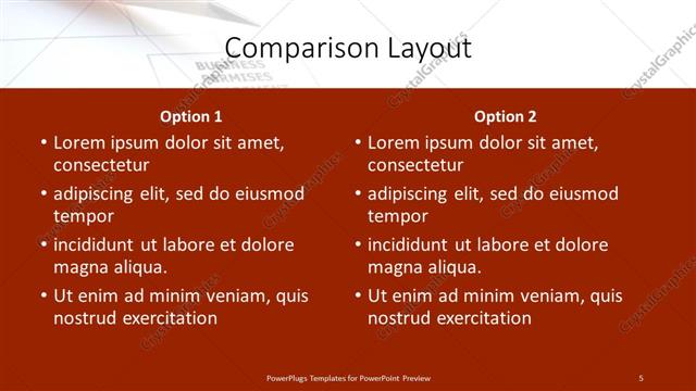 Comparison presentation slide layout