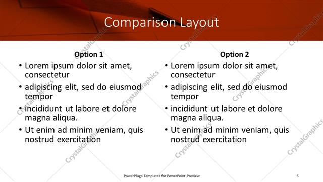 Comparison presentation slide layout