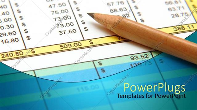  Presentation with financial - Sharpened pencil on spreadsheet, pencil on financial papers, accounting and financial theme