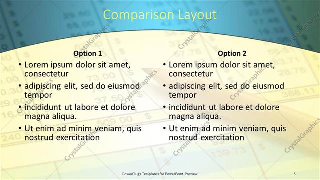 Comparison presentation slide layout
