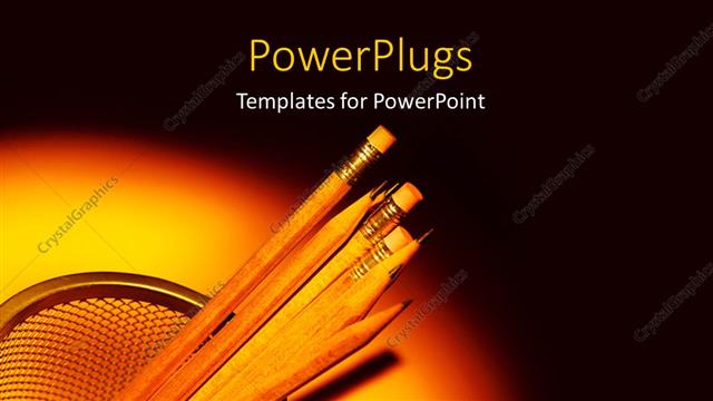  Presentation with glow - Sharpened yellow pencils in pencil basket with light glow